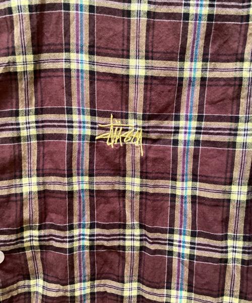 stussy（ステューシー）stussy (ステューシー) 半袖チェックシャツ ブラウン サイズ:Sの古着・服飾アイテム