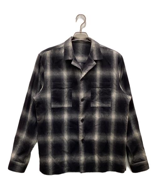 Kinema（キネマ）Kinema (キネマ) オンブレチェックオープンカラーシャツ ブラック×ホワイト サイズ:Mの古着・服飾アイテム