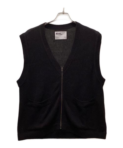 MHL（エムエイチエル）MHL (エムエイチエル) ジップアップニットベスト ブラック サイズ:Mの古着・服飾アイテム