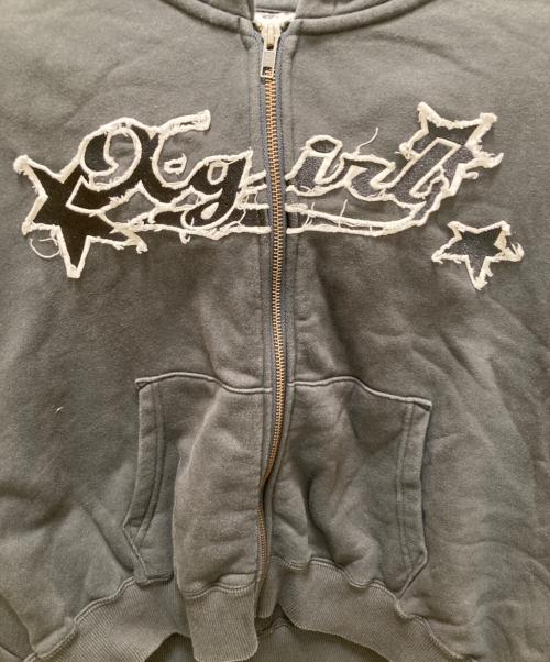 X-GIRL（エックスガール）X-GIRL (エックスガール) STAR LOGO ZIP UP HOODIE グレー サイズ:Lの古着・服飾アイテム