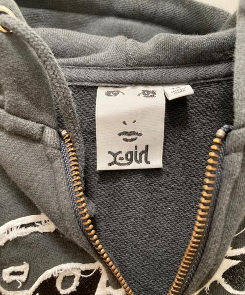X-GIRL（エックスガール）X-GIRL (エックスガール) STAR LOGO ZIP UP HOODIE グレー サイズ:Lの古着・服飾アイテム