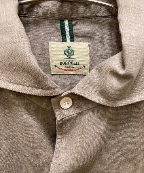 LUIGIBORRELLI LUXURY VINTAGE（ルイジ ボレッリ ラグジュアリーヴィンテージ）LUIGIBORRELLI LUXURY VINTAGE (ルイジ ボレッリ ラグジュアリーヴィンテージ) ワイドカラーリネンドレスシャツ ベージュ サイズ:ＸＬの古着・服飾アイテム