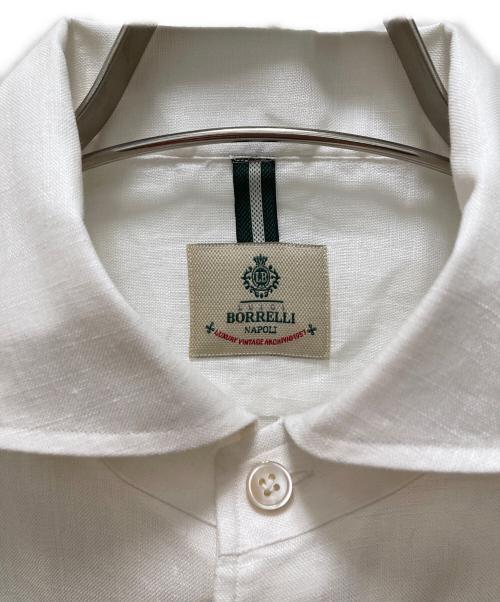 LUIGIBORRELLI LUXURY VINTAGE（ルイジ ボレッリ ラグジュアリーヴィンテージ）LUIGIBORRELLI LUXURY VINTAGE (ルイジ ボレッリ ラグジュアリーヴィンテージ) ワイドカラーリネンドレスシャツ ホワイト サイズ:Lの古着・服飾アイテム