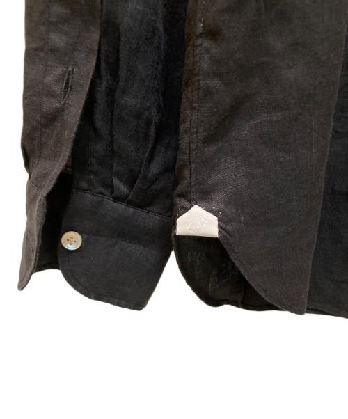 LUIGIBORRELLI LUXURY VINTAGE（ルイジ ボレッリ ラグジュアリーヴィンテージ）LUIGIBORRELLI LUXURY VINTAGE (ルイジ ボレッリ ラグジュアリーヴィンテージ) ワイドカラーリネンドレスシャツ ブラック サイズ:Lの古着・服飾アイテム