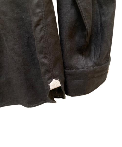 LUIGIBORRELLI LUXURY VINTAGE（ルイジ ボレッリ ラグジュアリーヴィンテージ）LUIGIBORRELLI LUXURY VINTAGE (ルイジ ボレッリ ラグジュアリーヴィンテージ) ワイドカラーリネンドレスシャツ ブラック サイズ:Lの古着・服飾アイテム