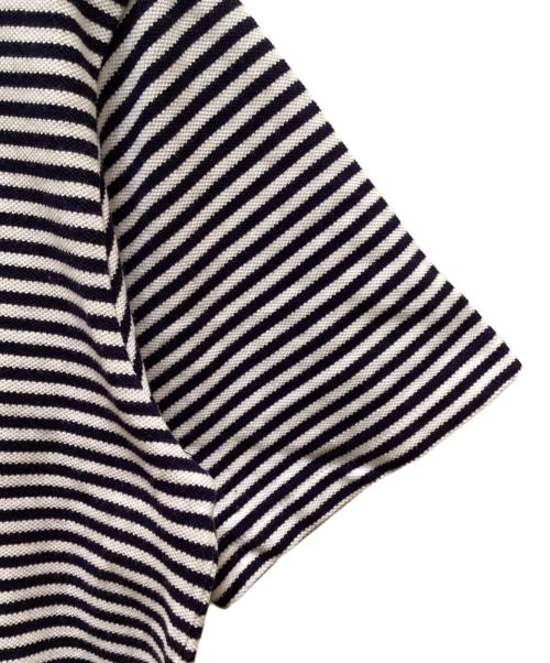 CHEMISE LACOSTE（シュミーズ ラコステ）CHEMISE LACOSTE (シュミーズ ラコステ) EDIFICE (エディフィス) 別注 ヘンリーネック半袖ポロシャツ ネイビー×ホワイト サイズ:２の古着・服飾アイテム