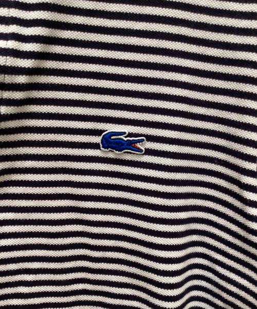 CHEMISE LACOSTE（シュミーズ ラコステ）CHEMISE LACOSTE (シュミーズ ラコステ) EDIFICE (エディフィス) 別注 ヘンリーネック半袖ポロシャツ ネイビー×ホワイト サイズ:２の古着・服飾アイテム