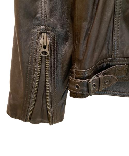 haruf leather（ハルフレザー）haruf leather (ハルフレザー) ラムシングルレザージャケット ブラウン サイズ:LLの古着・服飾アイテム