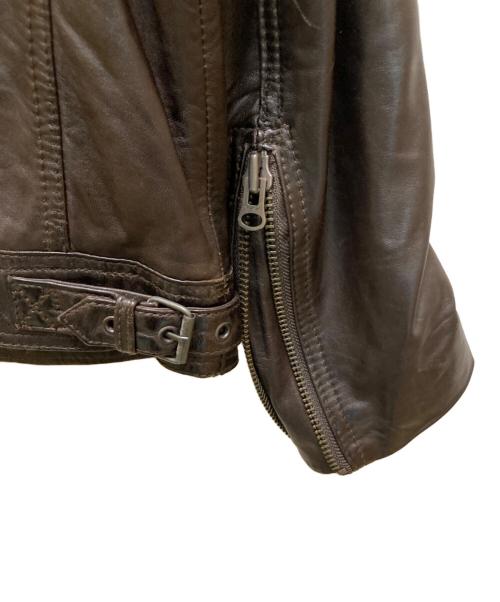 haruf leather（ハルフレザー）haruf leather (ハルフレザー) ラムシングルレザージャケット ブラウン サイズ:LLの古着・服飾アイテム