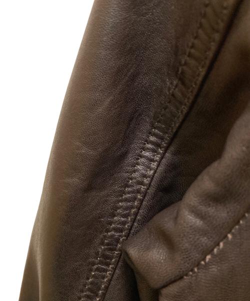 haruf leather（ハルフレザー）haruf leather (ハルフレザー) ラムシングルレザージャケット ブラウン サイズ:LLの古着・服飾アイテム