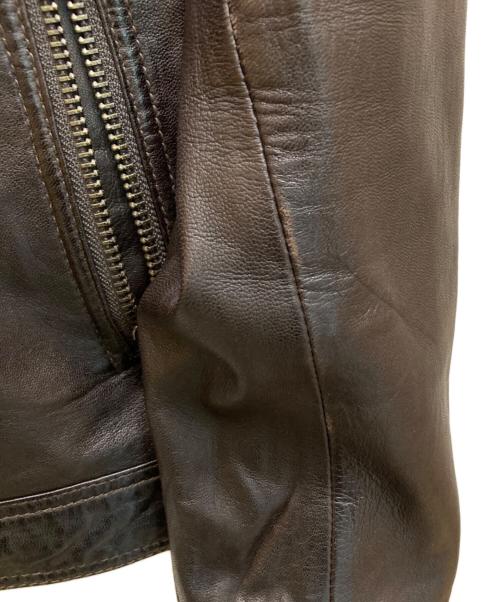 haruf leather（ハルフレザー）haruf leather (ハルフレザー) ラムシングルレザージャケット ブラウン サイズ:LLの古着・服飾アイテム