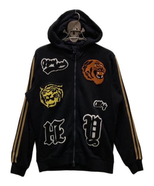 HYDROGEN（ハイドロゲン）HYDROGEN (ハイドロゲン) ワッペンジップパーカー ブラック サイズ:XLの古着・服飾アイテム