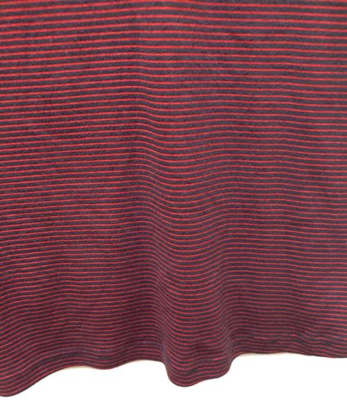 TIGHTBOOTH PRODUCTION（タイトブースプロダクション）TIGHTBOOTH PRODUCTION (タイトブースプロダクション) STRIPE POLO SHIRT ブラック×レッド サイズ:XLの古着・服飾アイテム