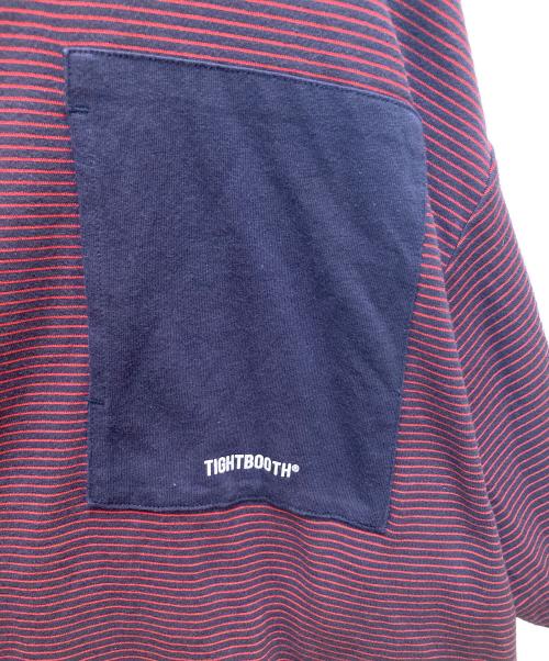 TIGHTBOOTH PRODUCTION（タイトブースプロダクション）TIGHTBOOTH PRODUCTION (タイトブースプロダクション) STRIPE POLO SHIRT ブラック×レッド サイズ:XLの古着・服飾アイテム