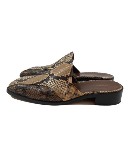 WALES BONNER（ウェールズボナー）WALES BONNER (ウェールズボナー) BEIGE PANELED MULES ブラウン サイズ:45の古着・服飾アイテム