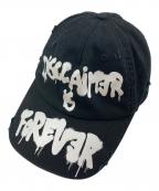 disclaimerディスクライマー）の古着「ダメージ加工ペイントキャップ」｜ブラック