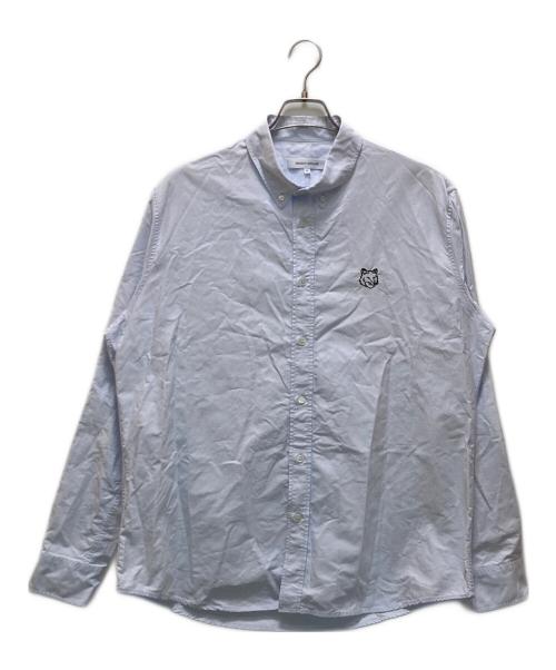 maison kitsune（メゾンキツネ）MAISON KITSUNE (メゾンキツネ) コントアー フォックスヘッド カジュアル BD シャツ ブルー サイズ:XLの古着・服飾アイテム