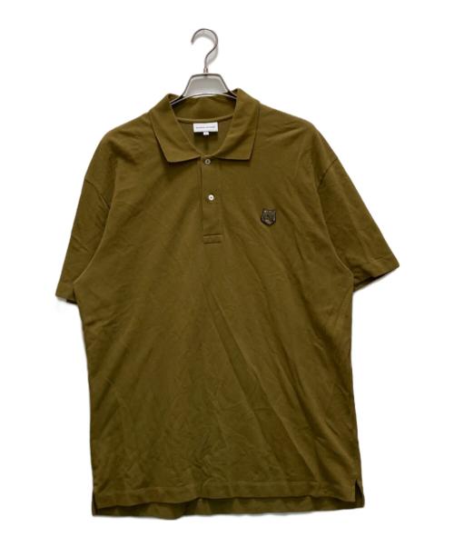 maison kitsune（メゾンキツネ）maison kitsune (メゾンキツネ) ボールド フォックスヘッド パッチ コンフォート ポロシャツ カーキ サイズ:XXLの古着・服飾アイテム