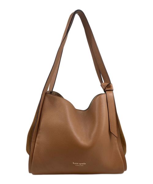Kate Spade（ケイトスペード）Kate Spade (ケイトスペード) ノットラージ ペブルレザー ショルダー トートバッグ ブラウンの古着・服飾アイテム