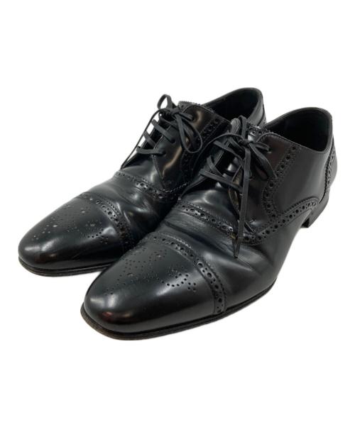 DOLCE & GABBANA（ドルチェ＆ガッバーナ）DOLCE & GABBANA (ドルチェ＆ガッバーナ) メダリオンストレートチップシューズ ブラック サイズ:7 1/2の古着・服飾アイテム