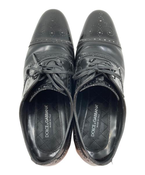 DOLCE & GABBANA（ドルチェ＆ガッバーナ）DOLCE & GABBANA (ドルチェ＆ガッバーナ) メダリオンストレートチップシューズ ブラック サイズ:7 1/2の古着・服飾アイテム