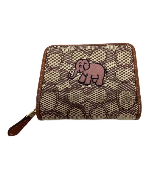 COACH（コーチ）COACH (コーチ) エレファント刺繍2つ折り財布 ブラウンの古着・服飾アイテム