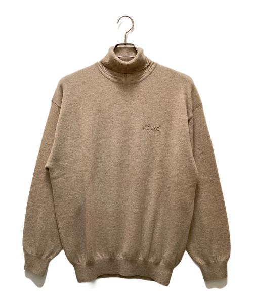 KENZO GOLF（ケンゾー ゴルフ）KENZO GOLF (ケンゾー ゴルフ) ヴィンテージロゴ刺繍カシミヤタートルネックニット ベージュ サイズ:4の古着・服飾アイテム