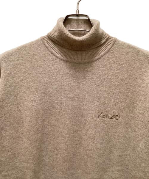 KENZO GOLF（ケンゾー ゴルフ）KENZO GOLF (ケンゾー ゴルフ) ヴィンテージロゴ刺繍カシミヤタートルネックニット ベージュ サイズ:4の古着・服飾アイテム