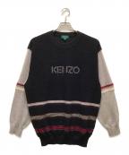 KENZO GOLFケンゾー ゴルフ）の古着「ヴィンテージロゴニット」｜ブラック×グレー