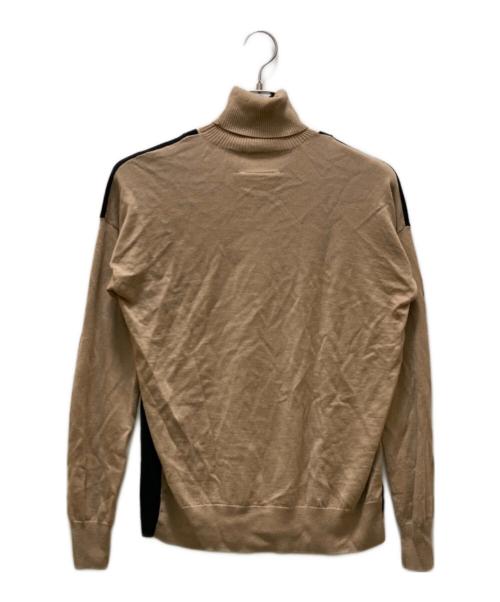 MM6 Maison Margiela（エムエムシックスメゾンマルジェラ）MM6 Maison Margiela (エムエムシックスメゾンマルジェラ) レイヤード ハイネック ドッキング ニット ベージュ×ブラック サイズ:Sの古着・服飾アイテム