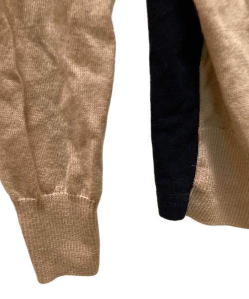 MM6 Maison Margiela（エムエムシックスメゾンマルジェラ）MM6 Maison Margiela (エムエムシックスメゾンマルジェラ) レイヤード ハイネック ドッキング ニット ベージュ×ブラック サイズ:Sの古着・服飾アイテム