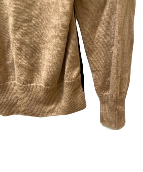 MM6 Maison Margiela（エムエムシックスメゾンマルジェラ）MM6 Maison Margiela (エムエムシックスメゾンマルジェラ) レイヤード ハイネック ドッキング ニット ベージュ×ブラック サイズ:Sの古着・服飾アイテム