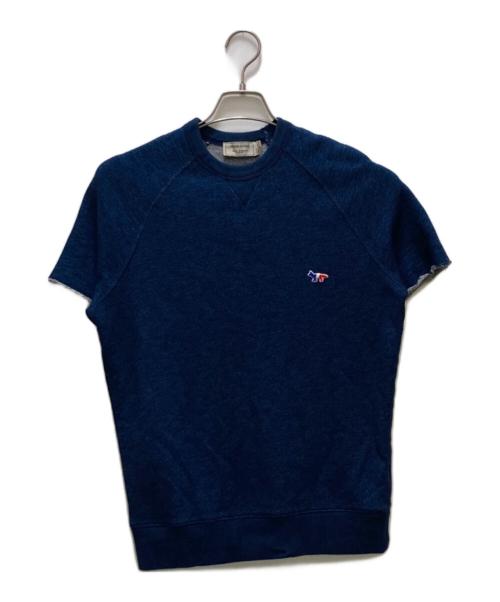 maison kitsune（メゾンキツネ）maison kitsune (メゾンキツネ) ロゴ刺繍半袖スウェット ブルー サイズ:XSの古着・服飾アイテム