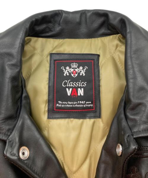 VAN JAC（ヴァン・ヂャケット）VAN JAC (ヴァン) ロゴ刺繍ホースレザージャケット ブラウン サイズ:LLの古着・服飾アイテム