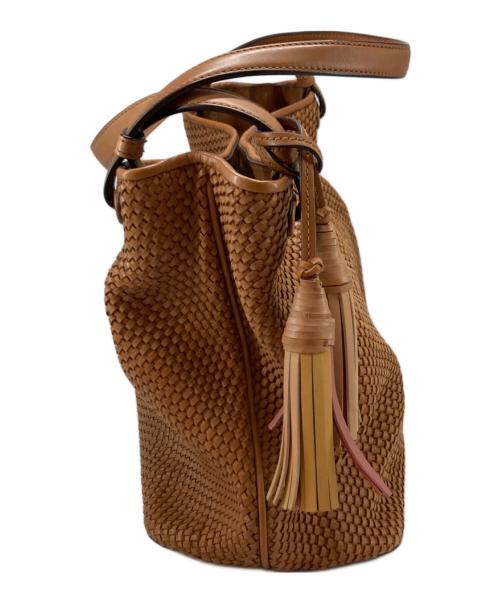 TORY BURCH（トリーバーチ）TORY BURCH (トリーバーチ) メッシュレザータッセルトートバック ベージュの古着・服飾アイテム