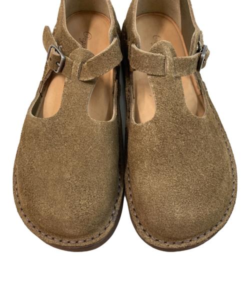 organic handloom（オーガニックハンドルーム）Organic handloom (オーガニックハンドルーム) グナー スウェードTストラップシューズ ブラウン サイズ:23.0の古着・服飾アイテム