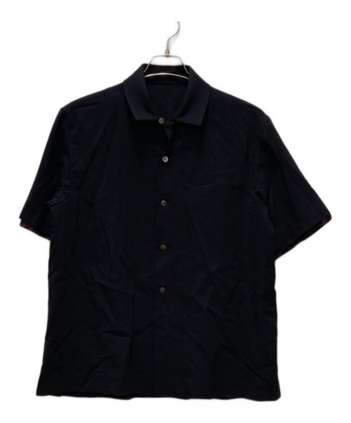 sacai（サカイ）sacai (サカイ) レイヤードスーチングオープンカラーシャツ ネイビー サイズ:1の古着・服飾アイテム
