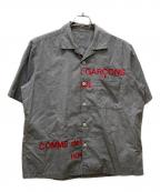 COMME des GARCONS HOMMEコムデギャルソン オム）の古着「ヴィンテージずらしロゴオープンカラーシャツ」｜グレー
