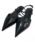 TONY BIANCOトニービアンコ）の古着「ポインテッドトゥ ローヒール Tストラップパンプス」｜ブラック