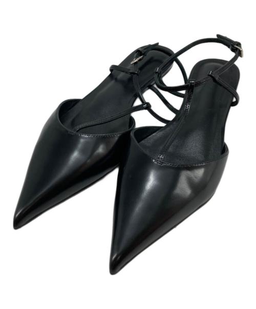 TONY BIANCO（トニービアンコ）TONY BIANCO (トニービアンコ) ポインテッドトゥ ローヒール Tストラップパンプス ブラック サイズ:６の古着・服飾アイテム