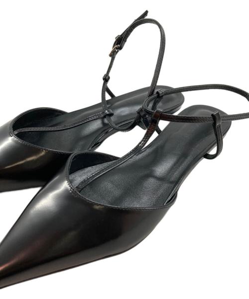 TONY BIANCO（トニービアンコ）TONY BIANCO (トニービアンコ) ポインテッドトゥ ローヒール Tストラップパンプス ブラック サイズ:６の古着・服飾アイテム