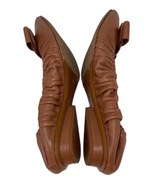 Salvatore Ferragamo（サルヴァトーレ フェラガモ）Salvatore Ferragamo (サルヴァトーレ フェラガモ) ポイントトゥヴァラリボン ギャザーパンプス ブラウン サイズ:7Dの古着・服飾アイテム