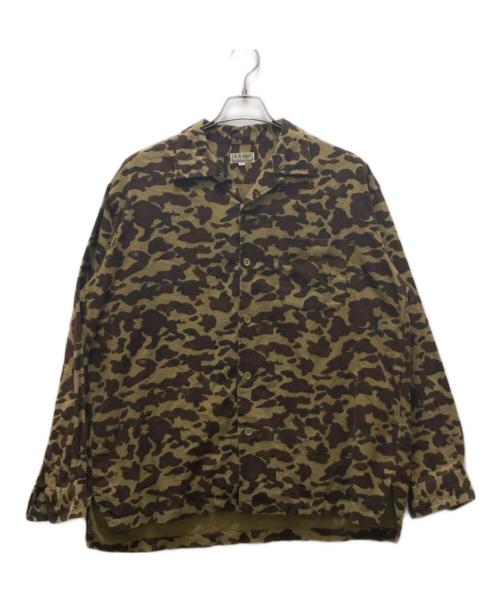 A BATHING APE（ア ベイシング エイプ）A BATHING APE (ア ベイシング エイプ) サルカモ柄シャモアオープンカラーシャツ グリーン サイズ:Ⅼの古着・服飾アイテム