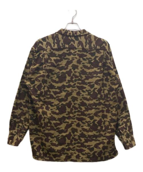 A BATHING APE（ア ベイシング エイプ）A BATHING APE (ア ベイシング エイプ) サルカモ柄シャモアオープンカラーシャツ グリーン サイズ:Ⅼの古着・服飾アイテム