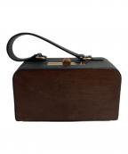 MEHRY MUメヘリームー）の古着「木目調 ボックスバッグ」｜ブラウン×ブラック