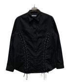 JOHN LAWRENCE SULLIVANジョン ローレンス サリバン）の古着「グログランレースアップシャツ」｜ブラック