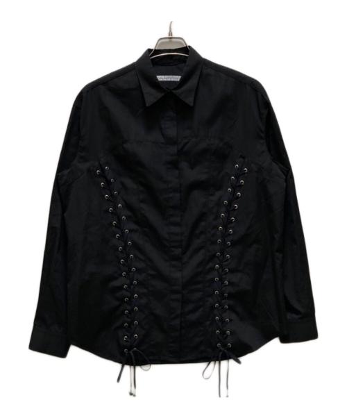JOHN LAWRENCE SULLIVAN（ジョン ローレンス サリバン）JOHN LAWRENCE SULLIVAN (ジョン ローレンス サリバン) グログランレースアップシャツ ブラック サイズ:0S  未使用品の古着・服飾アイテム