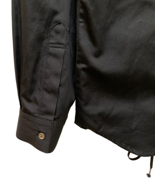 JOHN LAWRENCE SULLIVAN（ジョン ローレンス サリバン）JOHN LAWRENCE SULLIVAN (ジョン ローレンス サリバン) グログランレースアップシャツ ブラック サイズ:0Sの古着・服飾アイテム