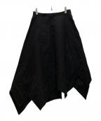 Yohji Yamamoto FEMMEヨウジヤマモトファム）の古着「シルク混 リネン アシンメトリー スカート」｜ブラック