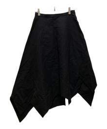 Yohji Yamamoto FEMME（ヨウジヤマモトファム）の古着「シルク混 リネン アシンメトリー スカート」｜ブラック